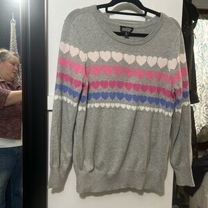 Feeling festive size, medium, gray, multicolor, Heart sweater